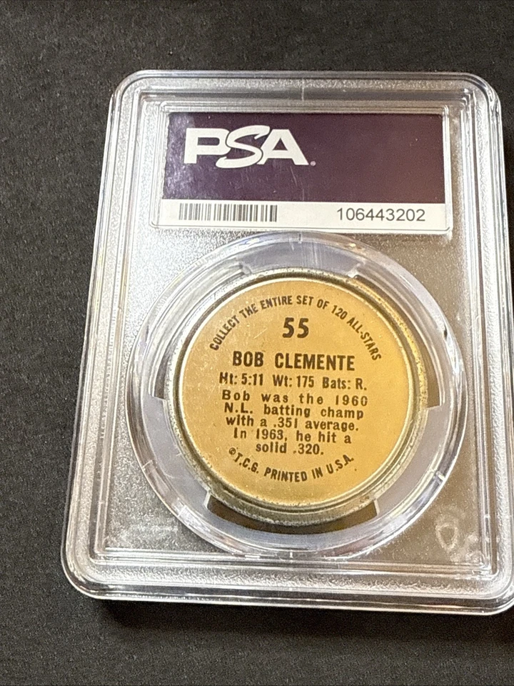 Коллекционная винтажная бейсбольная монета 1964 Topps Coin Roberto (Bob) Clemente No55 - Изображение 2 из 2