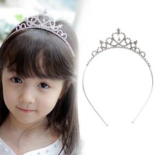 Princess Tiara Headband Girls Crystal Crown Hair Hoop Bridal Party Silver