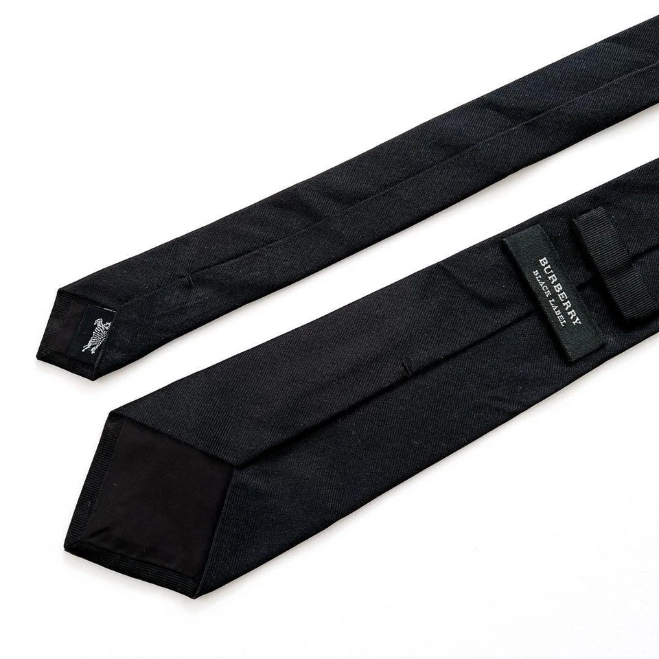 Burberry Black Label Solid Black Silk Tie Excellent Condition - Image 4 of 4