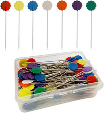 200Pcs Flat Head Sewing pins, Straight Pins with Flower Colored Heads, 2.16inch