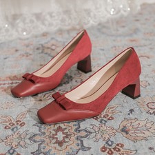 Wedding Shoes for Women Square Toe High Heels Bridal Shoes Chic Heel Date Pumps