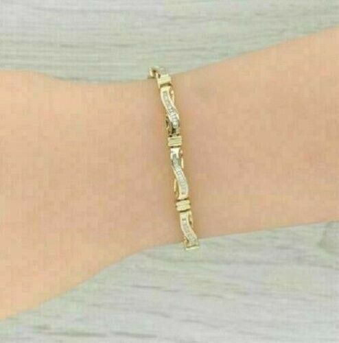 Women Solid 14k Yellow Gold Over 6.93Ct Baguette Cut Diamond Tennis 7" Bracelet - Picture 4 of 4