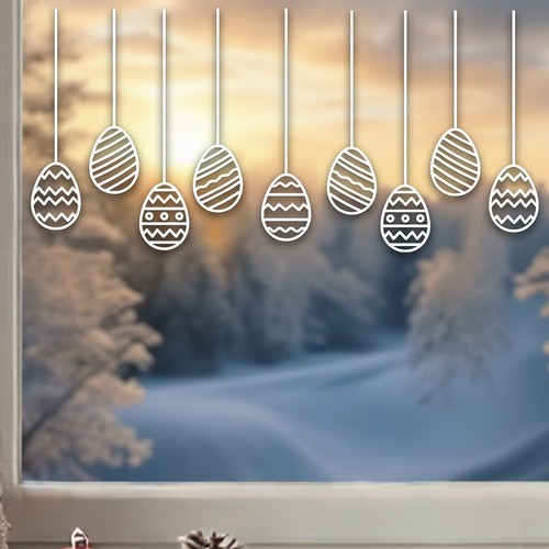 Ostereier Fensterbild Fensterdekoration Osterdekoration Frohe Ostern Hase Eier - Bild 3 von 5