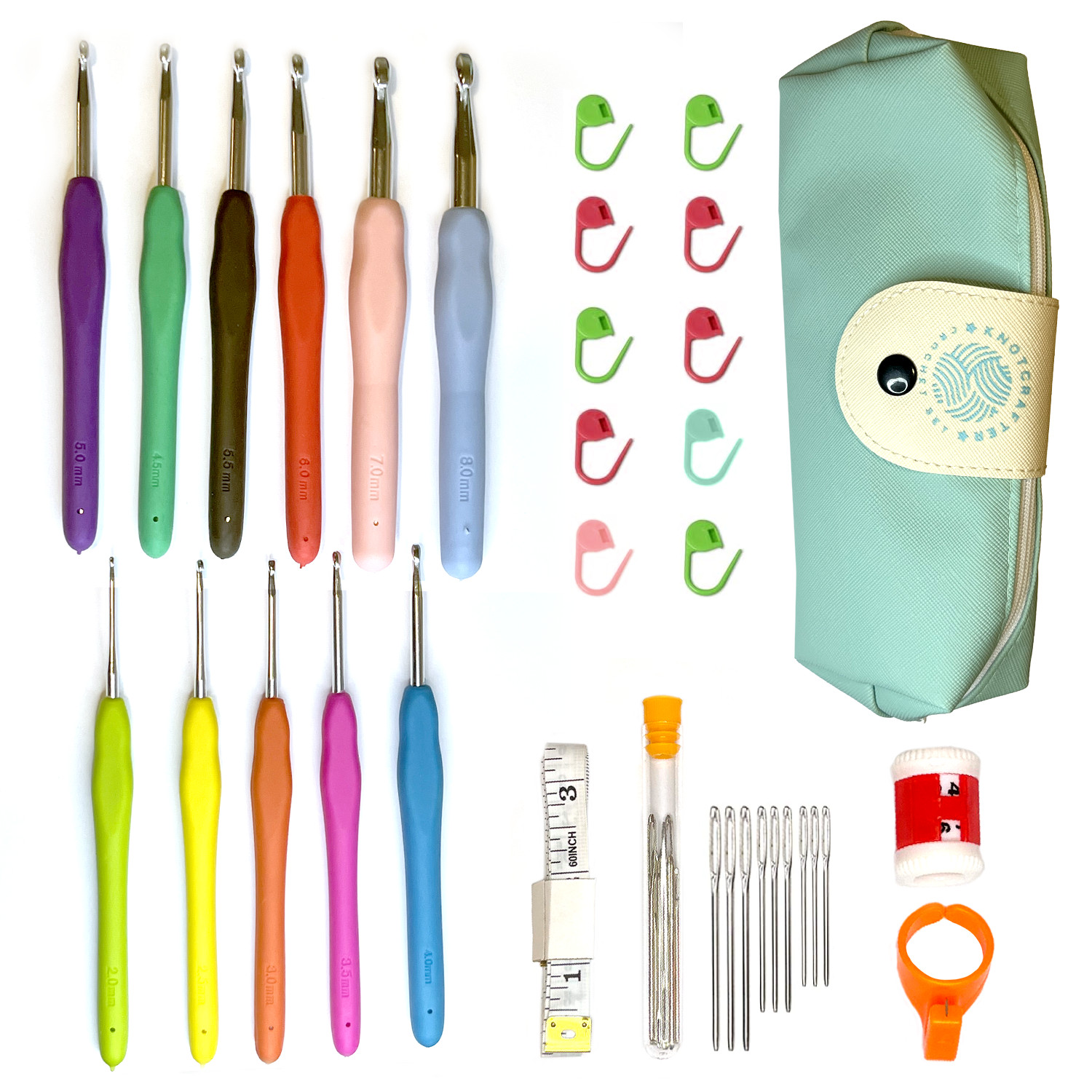 KNOTCRAFTER 35pc Crochet Hooks Complete Set for Beginners & Crafters - Case