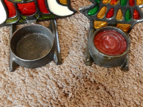 2 Mosaic Stained Glass Votive Candle Holder, Christmas Tree and Angel Vintage - Picture 13 of 15