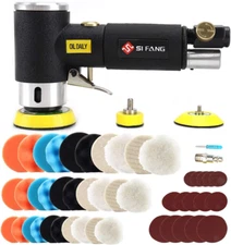 SI FANG 48Pcs 1'' 2'' 3'' Mini Random Orbital Air Sander Kit,High Speed Mini Pne