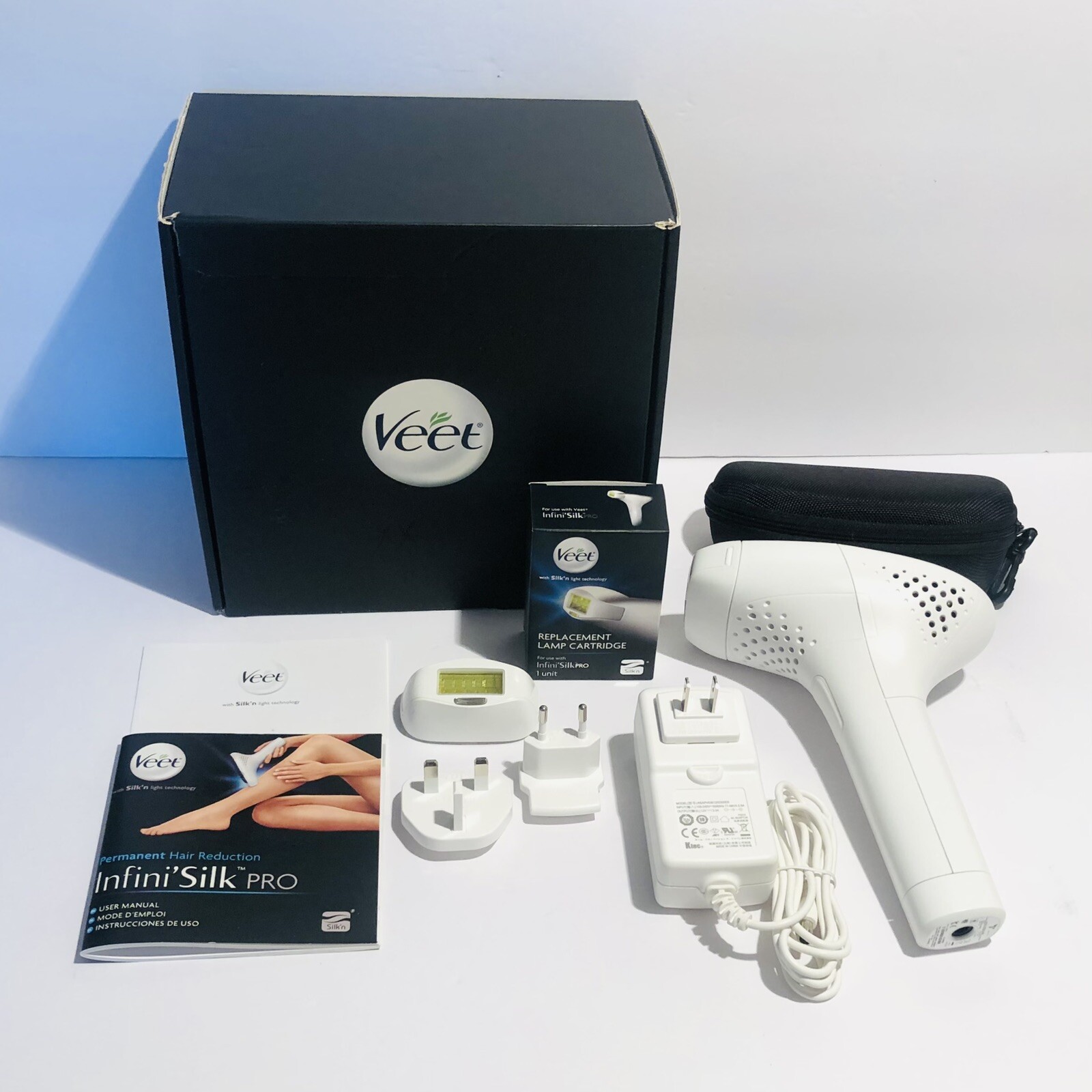 Veet Infini'Silk Pro Light-Based IPL Hair Removal System W/ 2 Cartridge Refills