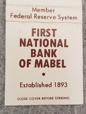 First National Bank of Mabel MN Vtg FS Matchb...