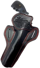 For 8" COLT ANACONDA, Right Hand Black Leather Open Top Western Belt Holster