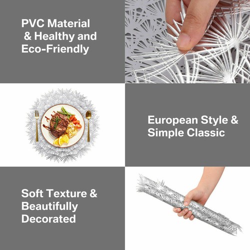 4/8/12x Placemats Set Round PVC Place Table Mats Washable Heat Resistant Wedding - Picture 11 of 34