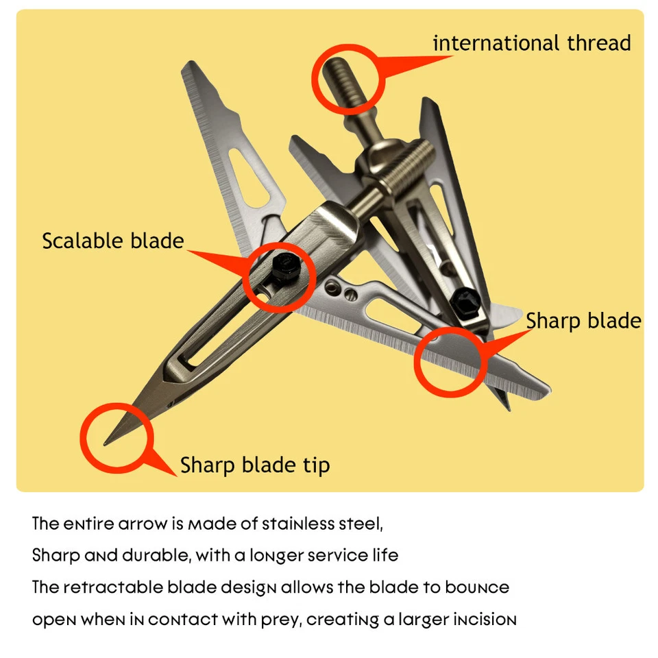 12PCS Hunting Killzone Broadheads 100Grain Sharpen Blade 2" Cut Archery Tips - Image 3 of 4