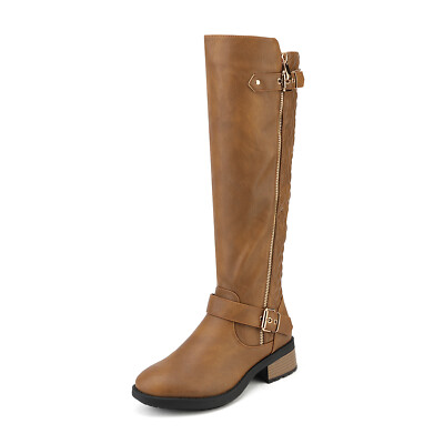 Womens Knee High Riding Boots Zip Winter Warm Long Boots (Wide-Calf available)