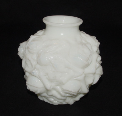 Vintage Lancaster Opalescent Milk Glass ''GAUDY ROSES'' Rose Bowl Vase - 2 Avail.
