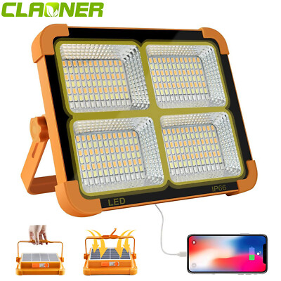 264 LED Solar Arbeitsleuchte Akku Aufladbar Baustrahler Flutlicht Werkstattlampe