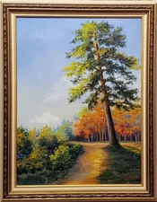 Pine. Original framed traditional oil painting 18"x24". Direct from artist.