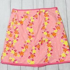 Lilly Pulitzer White Label Vintage Reversible Wrap Skirt Pink Yellow Size 14