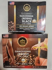 2 PACK ETERNAL GOURMET GANODERMA 4 IN 1 & BLACK 2 IN 1 NO SUGAR ADDED 10/2026