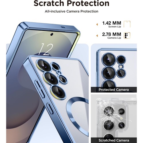 Pour Samsung S25 Ultra S25+ Coque Transparente Placage Antichoc Mag Safe Ecran Cover - Photo 23 sur 54