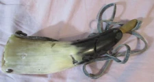 Handmade Antique Vintage Primitive  Powder Horn with leather strap 8"
