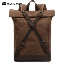 Vintage Camping Hiking Outdoor Travel Men Waxed Canvas Sports Backpack schoolbag