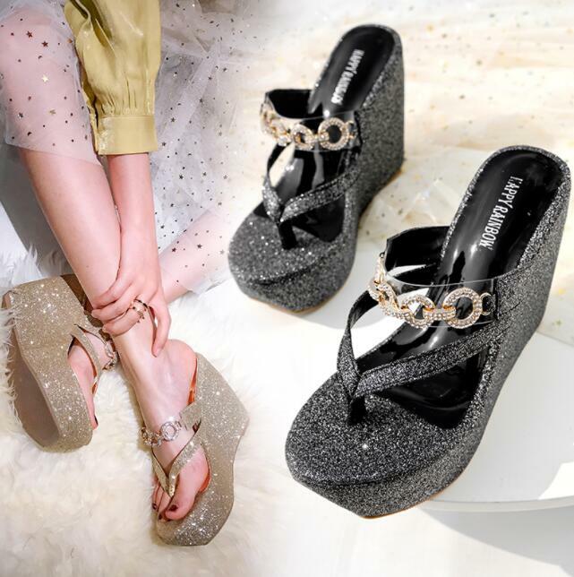 PANTOFOLA D’ORO Paillettes Ciabatte Estive Donna Sandali Infradito Scarpe Platform Donna