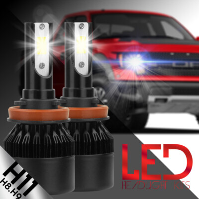 H11 H8 H9 Turbo LED Headlight Bulb Conversion Kit Hi Power 6000K 38800LM Canbus