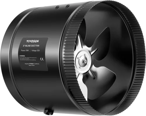 VIVOSUN Inline Booster Duct Fan 8” 420CFM HVAC Exhaust Ventilation Fan Low Noise