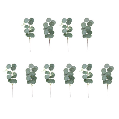 10PCS Creative Fake Potted Plants Eucalyptus Fake Leaves Artificial Table Tree