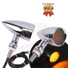 Motorcycle Cruiser LED Turn Signal Light Indicators Blinkers Amber Bullet Chrome