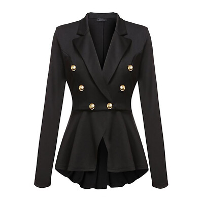 Damen Blazer Longblazer Strickjacke Kragen Blazer Langarm Rüschen