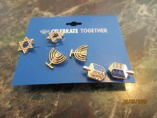 NWT Celebrate Together 3 Pair Hanukkah Earrings Stars Dreidels Menorahs