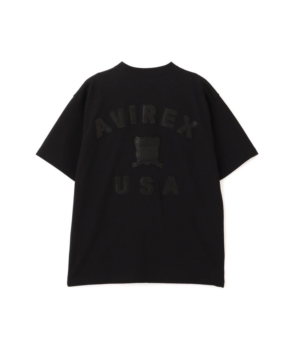 【AVIREX】VARSITY LEATHER LOGO T-SHIRT 直営店限定》SIGNATURE VARSITY LEATHER LOGO T-SHIRT