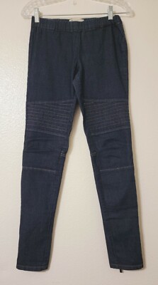 BCBGeneration Moto Biker Wash Blue Pull On Ankle Zip Skinni Jeans Sz 4/26 