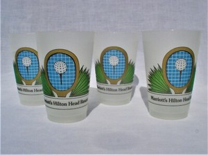 Lot 4 Vintage 1980s Marriott's Hilton Head Resort Tennis Golf 13oz Plastic Cups 