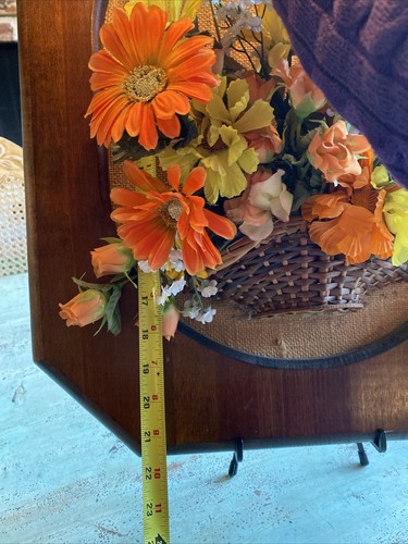 Vintage Retro Flower Power Wicker Basket Daisy Wall Wooden Plaque Decor MCM Boho - Picture 12 of 17