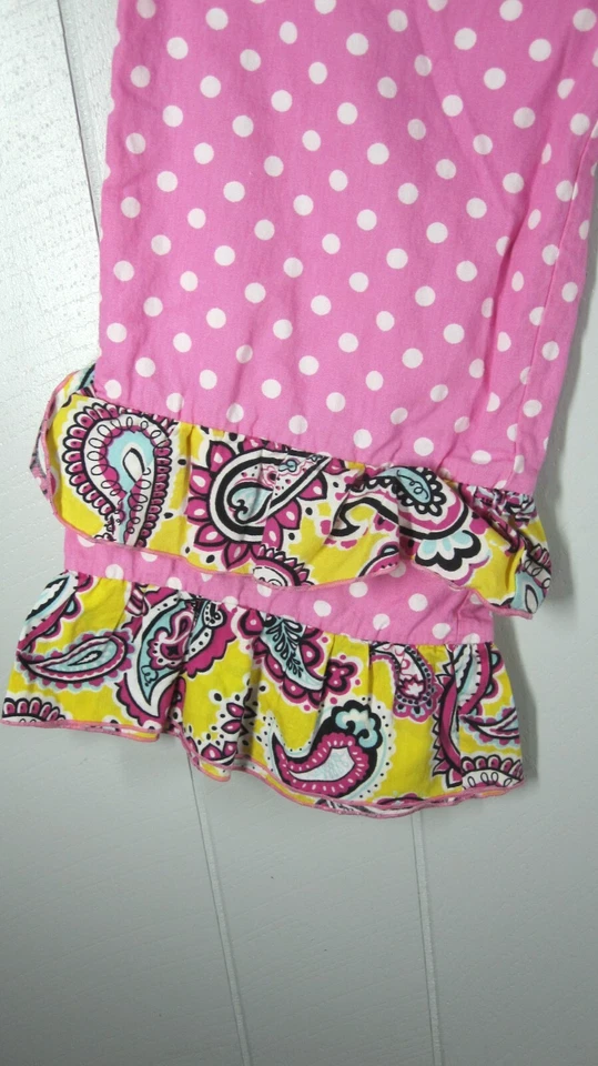 Ann Loren Outfit Childs 6 Yellow Paisley Halter Top Pink Polka Dot Pants Ruffle - Image 3 of 4