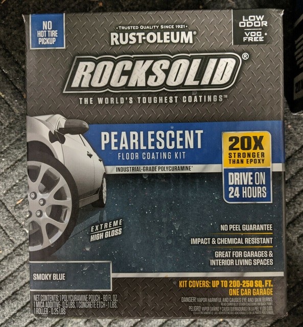 Rust Oleum Rocksolid Pearlescent Floor Coating 1 Car Kit Smoky Blue 306328