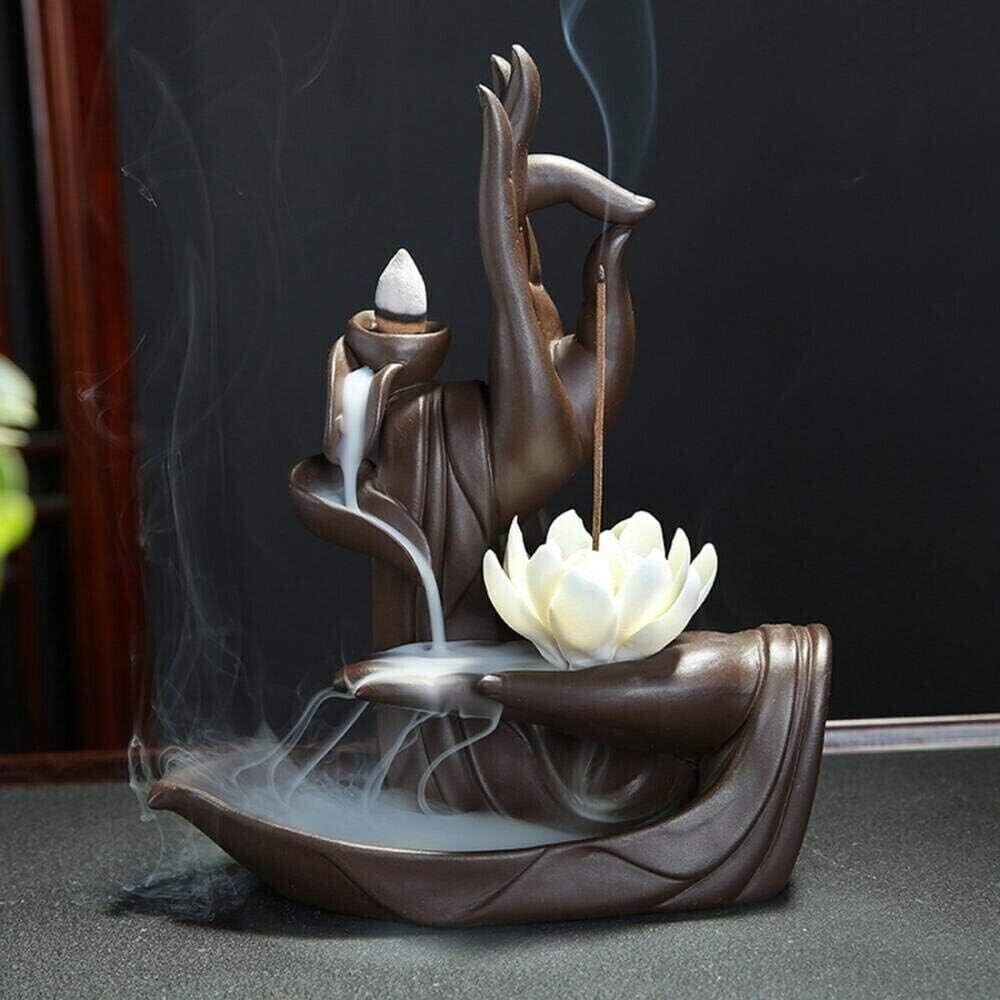 Porta Incenso Professionale Backflow Buddha Loto - Ceramica 100%