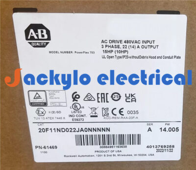 Brand New  20F11NC022JA0NNNNN PowerFlex Air Cooled 753 AC Drive by FedEx