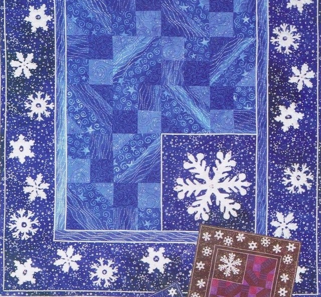 Snowflake Quilt Pattern Table Topper Little More Effect 24x38 Hanukkah Christmas For Sale Online