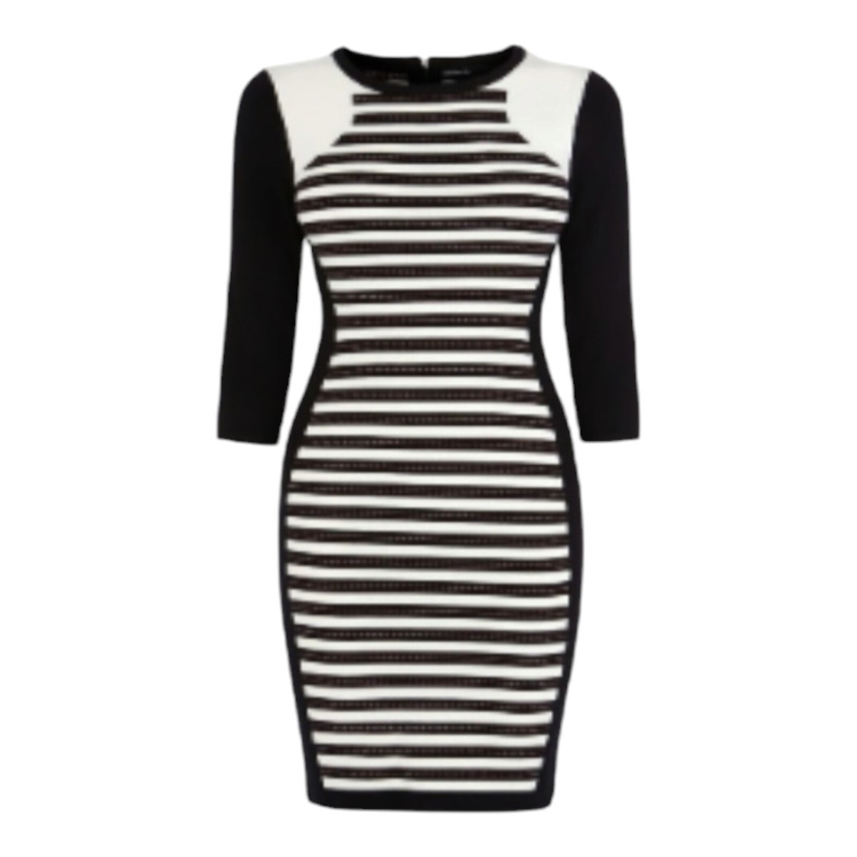 Karen Millen Stripe Knit Sweater Dress Bodycon (USA 2) (UK 6) Black midi  dress