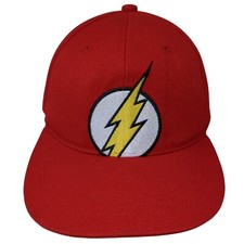The Flash Snapback Hat Red One Size Adjustable Embroidered 6 Panel Six Flags