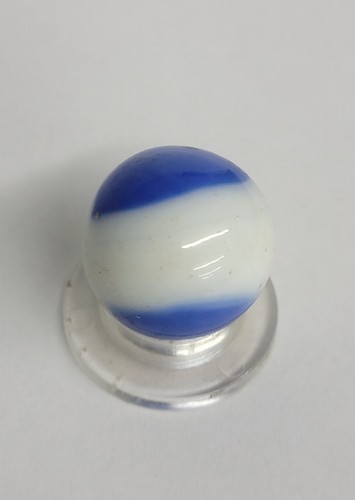 Vintage Guernsey Glass blue yellow & orange MOTH on blue & white Glass Marble - Picture 4 of 8