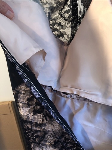 Vintage 60s Cocktail Dress Black Floral Lace Overlay Empire Bell Sleeves Mod S/M - Picture 10 of 11
