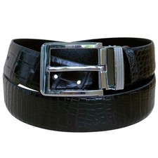 W 1.5" - Black Genuine CROCODILE LEATHER Skin Men's Belt Pin Buckle