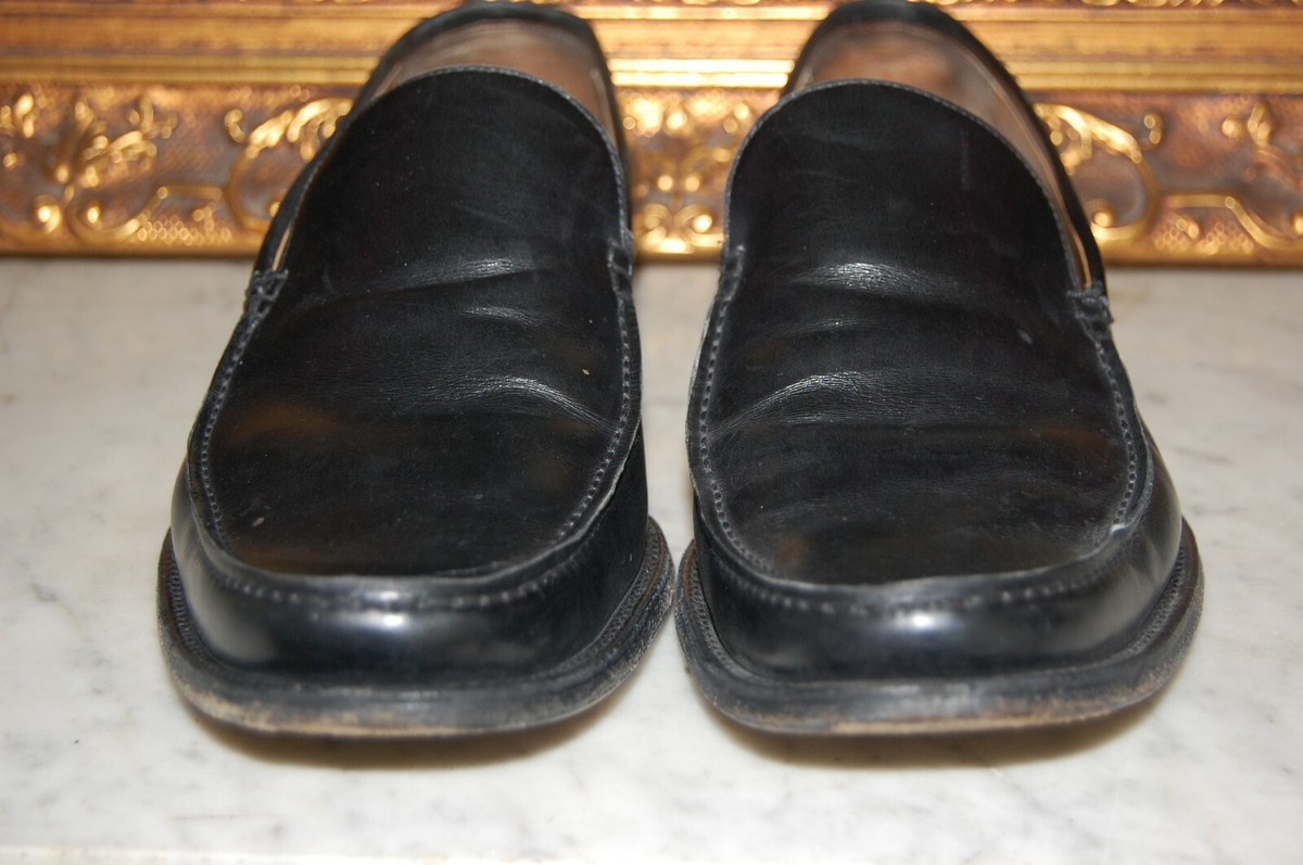 Romano Martegani Black Leather Slip-On Loafers with Woven Design Portofino Black Woven Leather Venetian Loafers main image 4