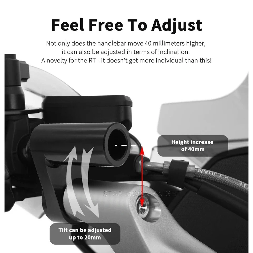 Abrazadera de barra elevadora soporte de altura de manillar ajustable para BMW R1200RT R1250RT Foto 2 de 4