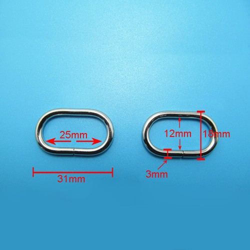 Metal Oval Loop Ring Buckles for Bag Handbag Webbing 15 20 25 32 38 50 75 100mm - Picture 5 of 11