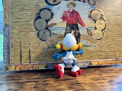 Pitufo Pitufo 1980 Schleich PEYO PATINADOR PATINADOR NIÑA COLETAS de colección - Imagen 10 de 10
