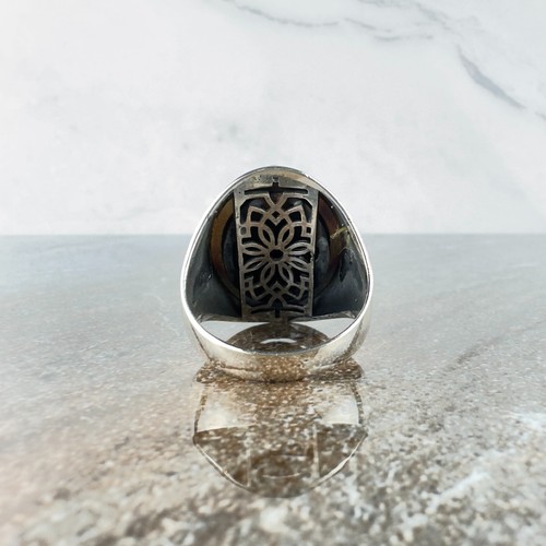 Handmade Sterling Silver Straight Onyx Natural Gemstone Rare Silver Ring - Picture 2 of 7